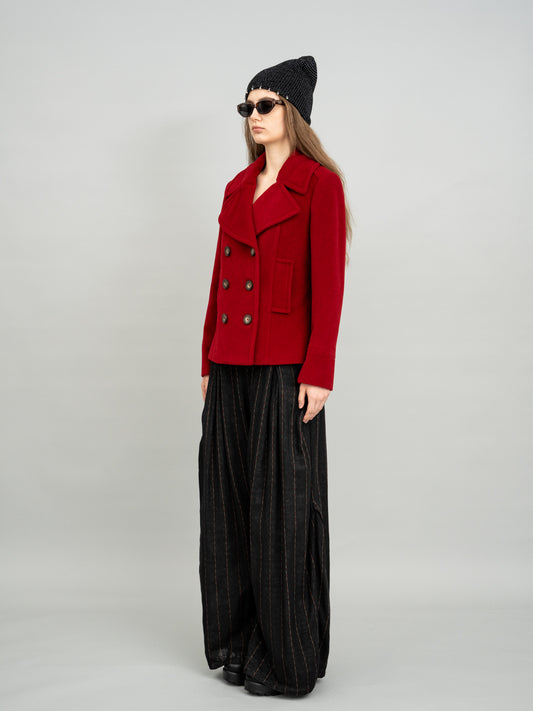 Crimson Double-Breasted Tailored Blazer