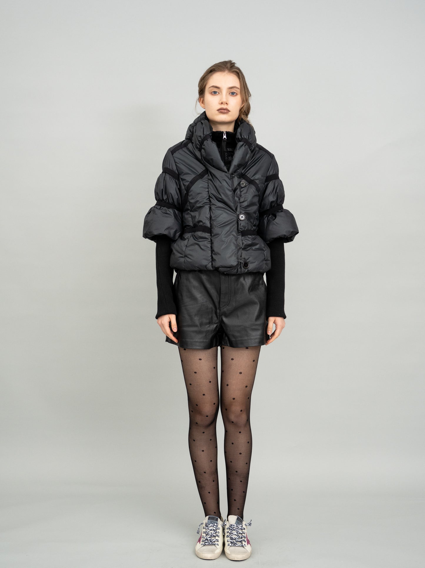 Featherlite Black Puffer Crop Jacket