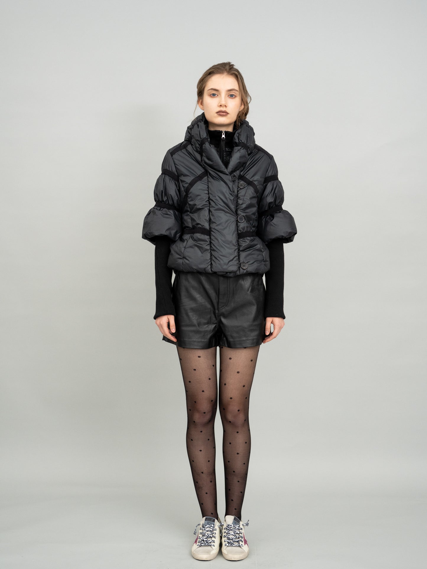 Featherlite Black Puffer Crop Jacket
