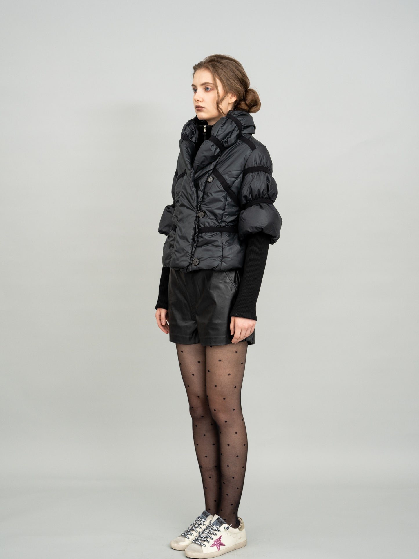 Featherlite Black Puffer Crop Jacket