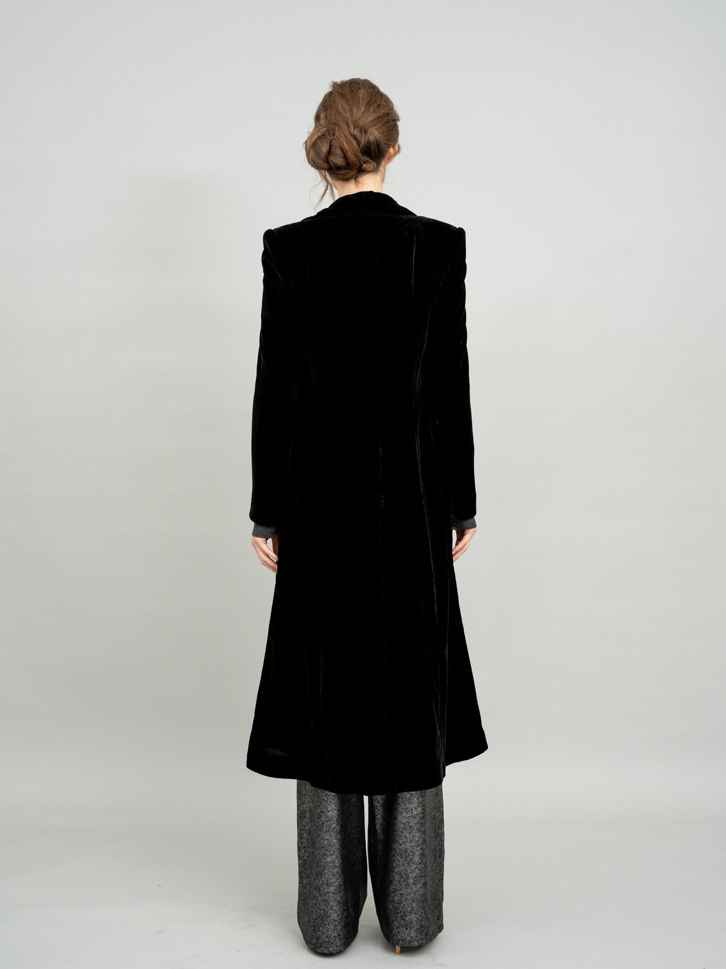 Velvet Noir Long Blazer Coat