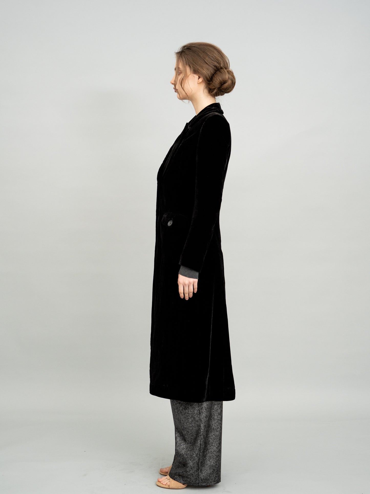 Velvet Noir Long Blazer Coat