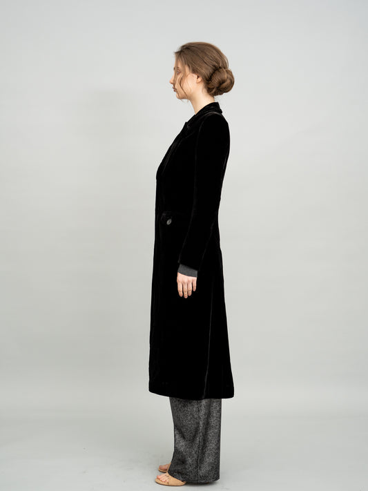 Velvet Noir Long Blazer Coat