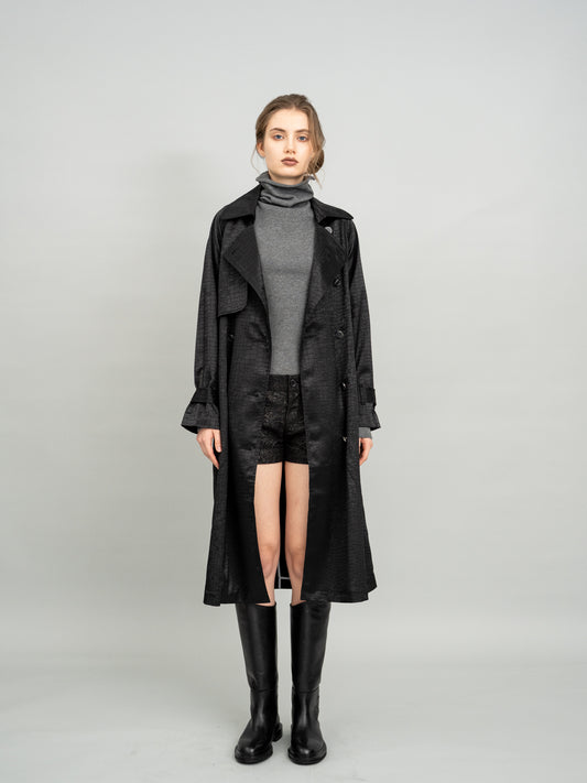 Urban Noir Shimmer Trench Coat