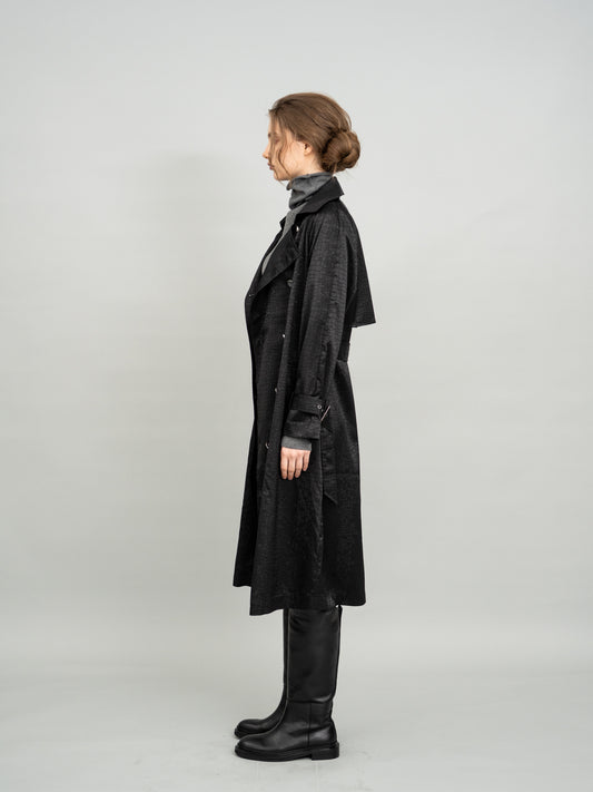 Urban Noir Shimmer Trench Coat