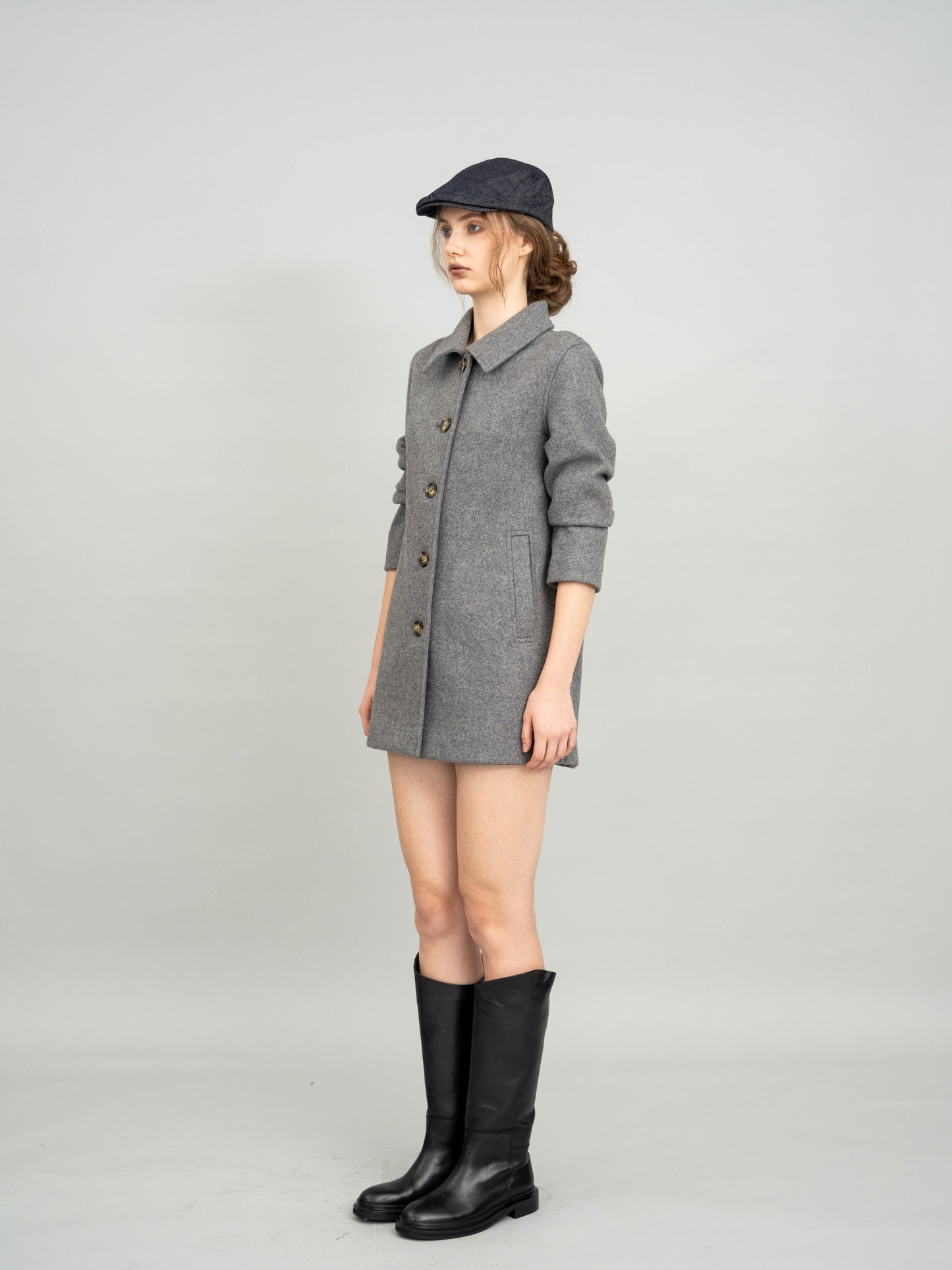 Urban Grey Checked Wool Coat
