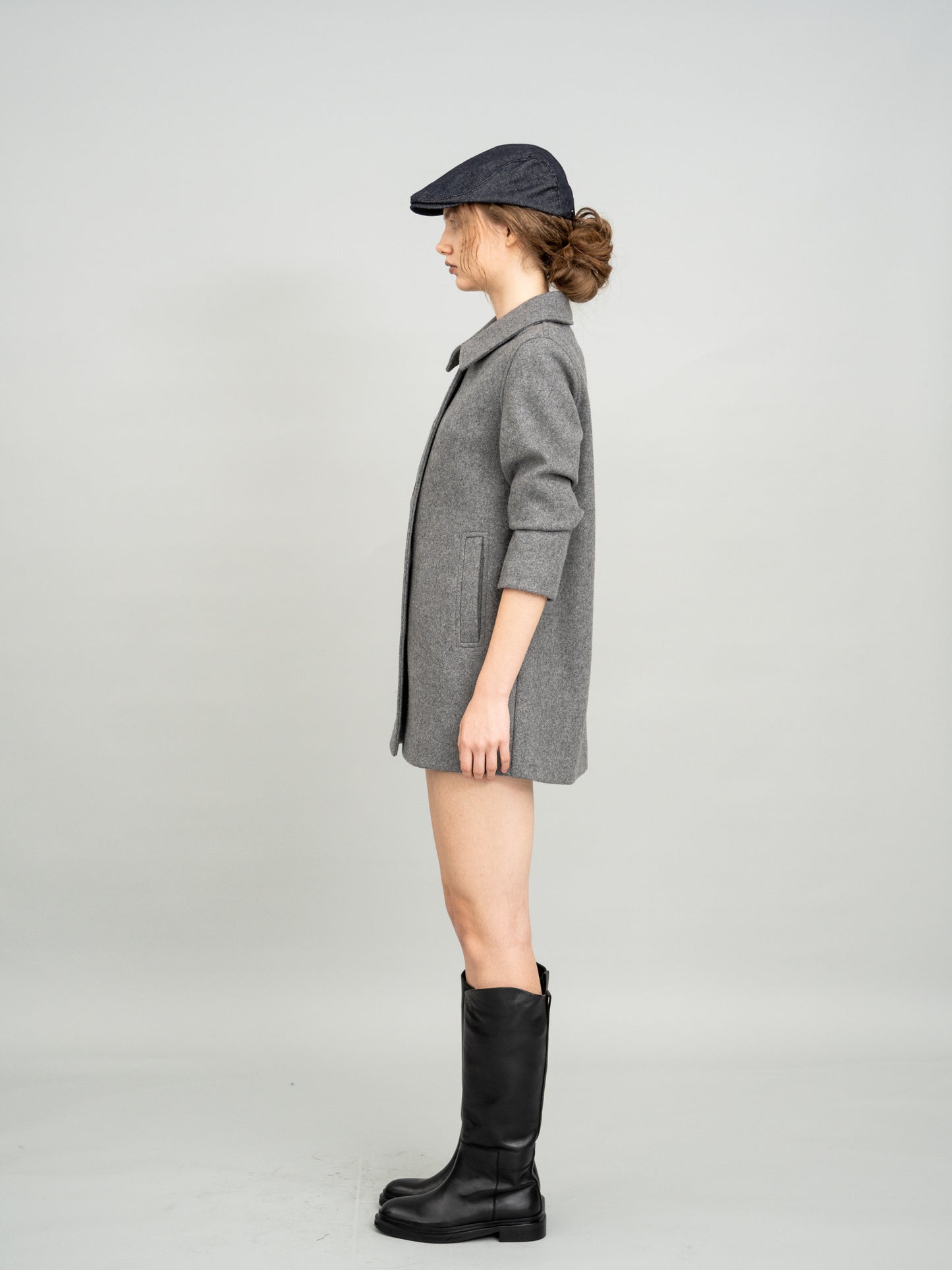 Urban Grey Checked Wool Coat