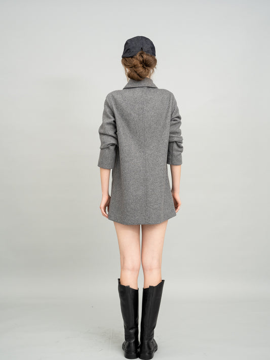 Urban Grey Checked Wool Coat