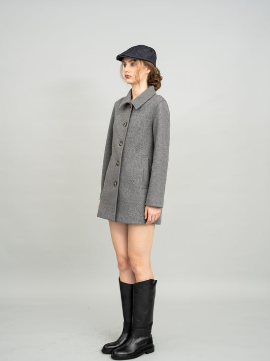 Urban Grey Checked Wool Coat