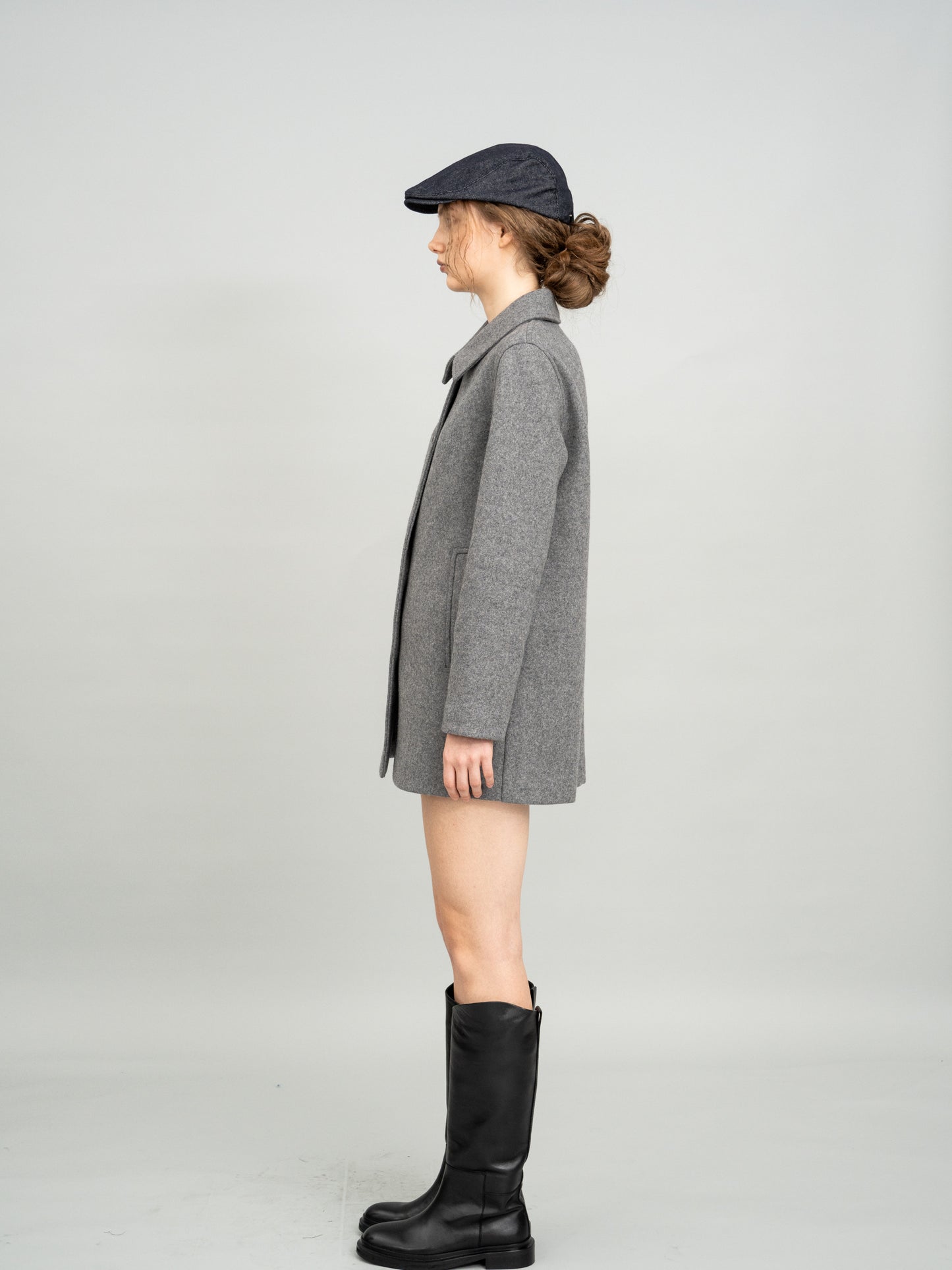 Urban Grey Checked Wool Coat