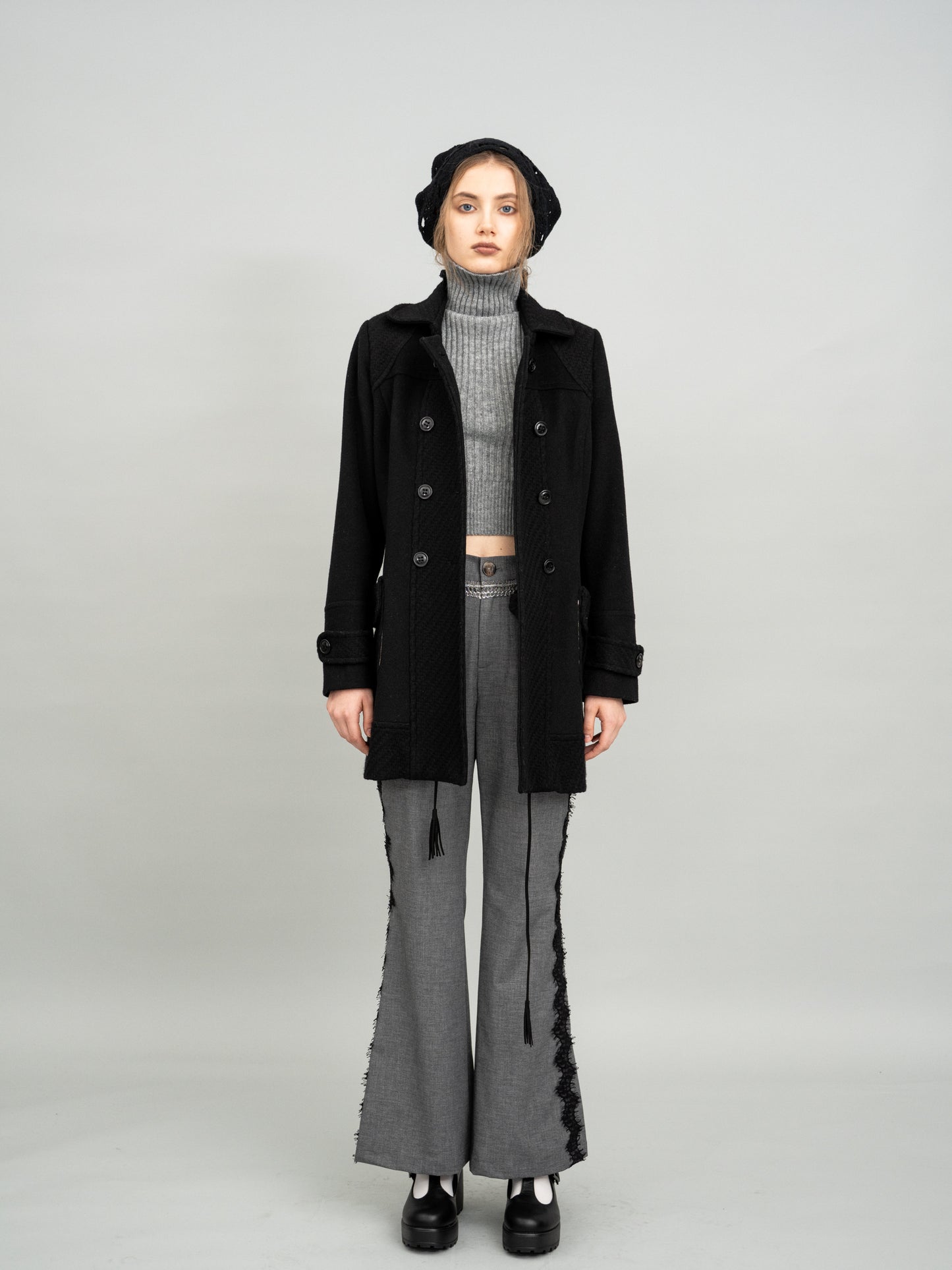 Noir Velvet Peacoat
