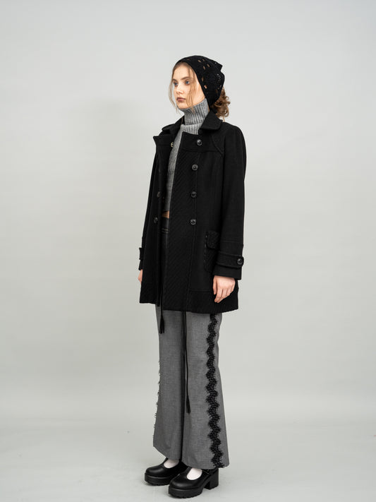 Noir Velvet Peacoat