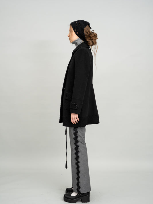 Noir Velvet Peacoat