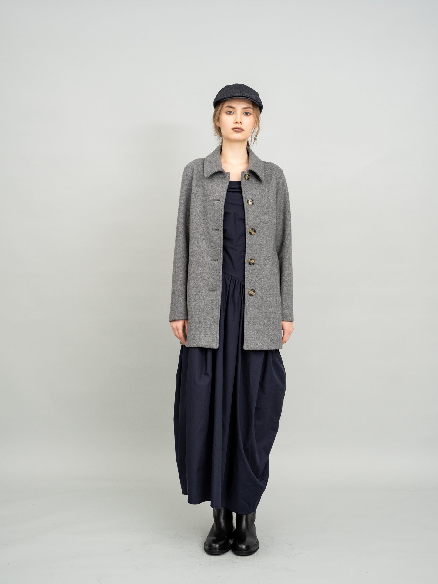 Urban Grey Checked Wool Coat