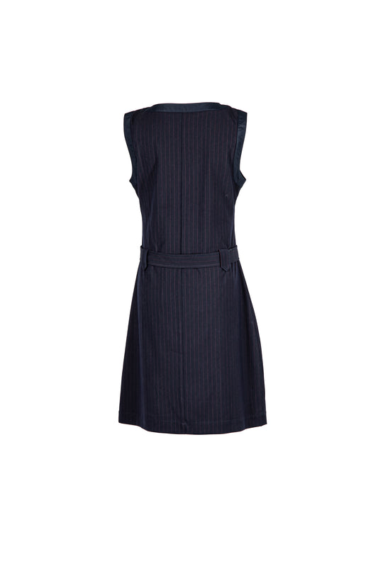 Belted Pinstripe Dress