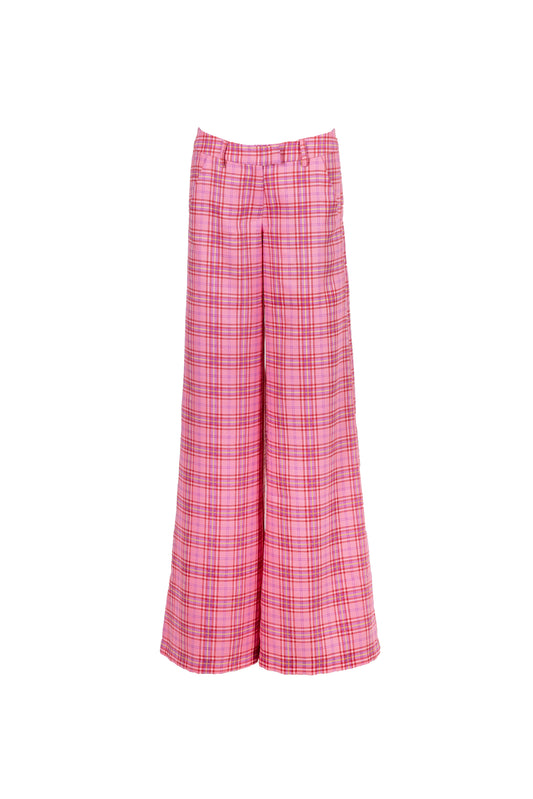 Checked Wide-leg Trousers