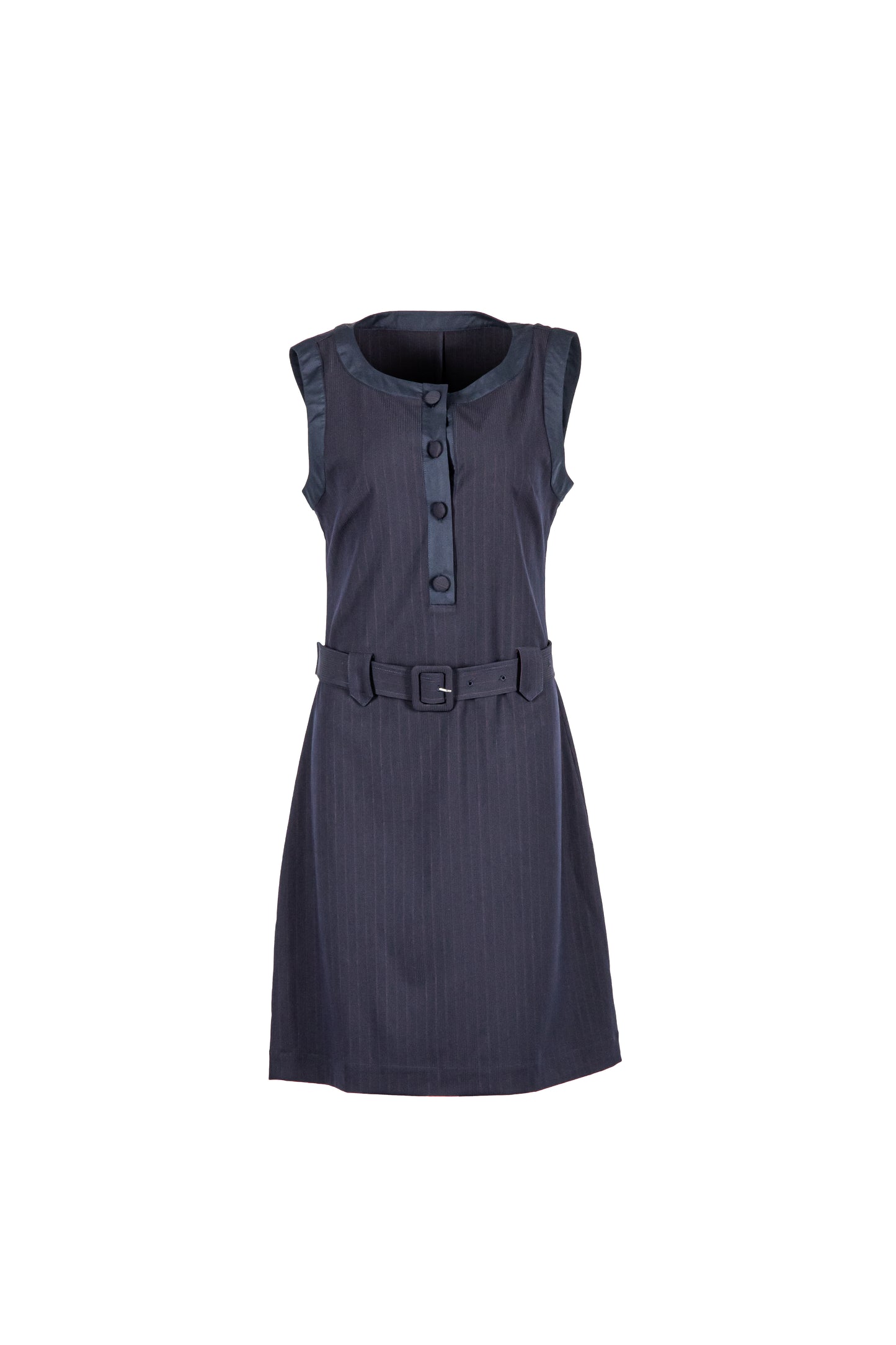 Belted Pinstripe Dress