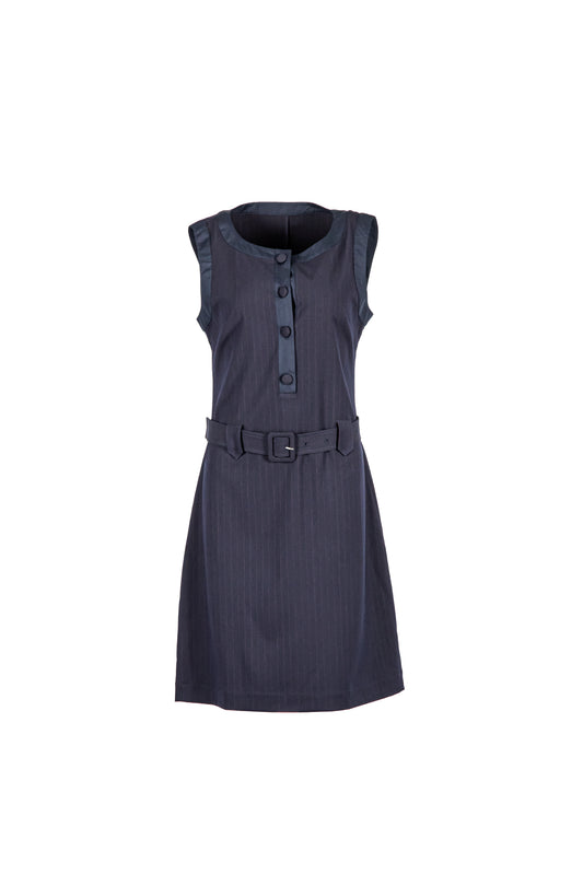 Belted Pinstripe Dress