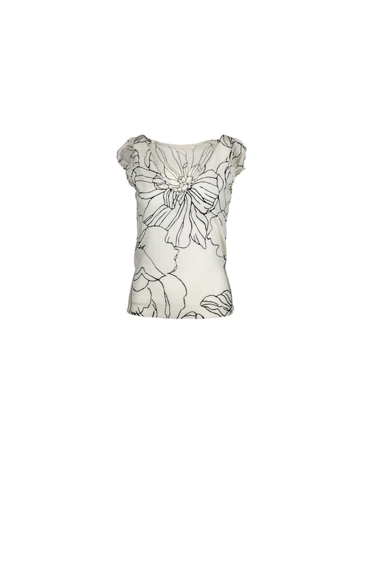 Printed Wool Top (White)