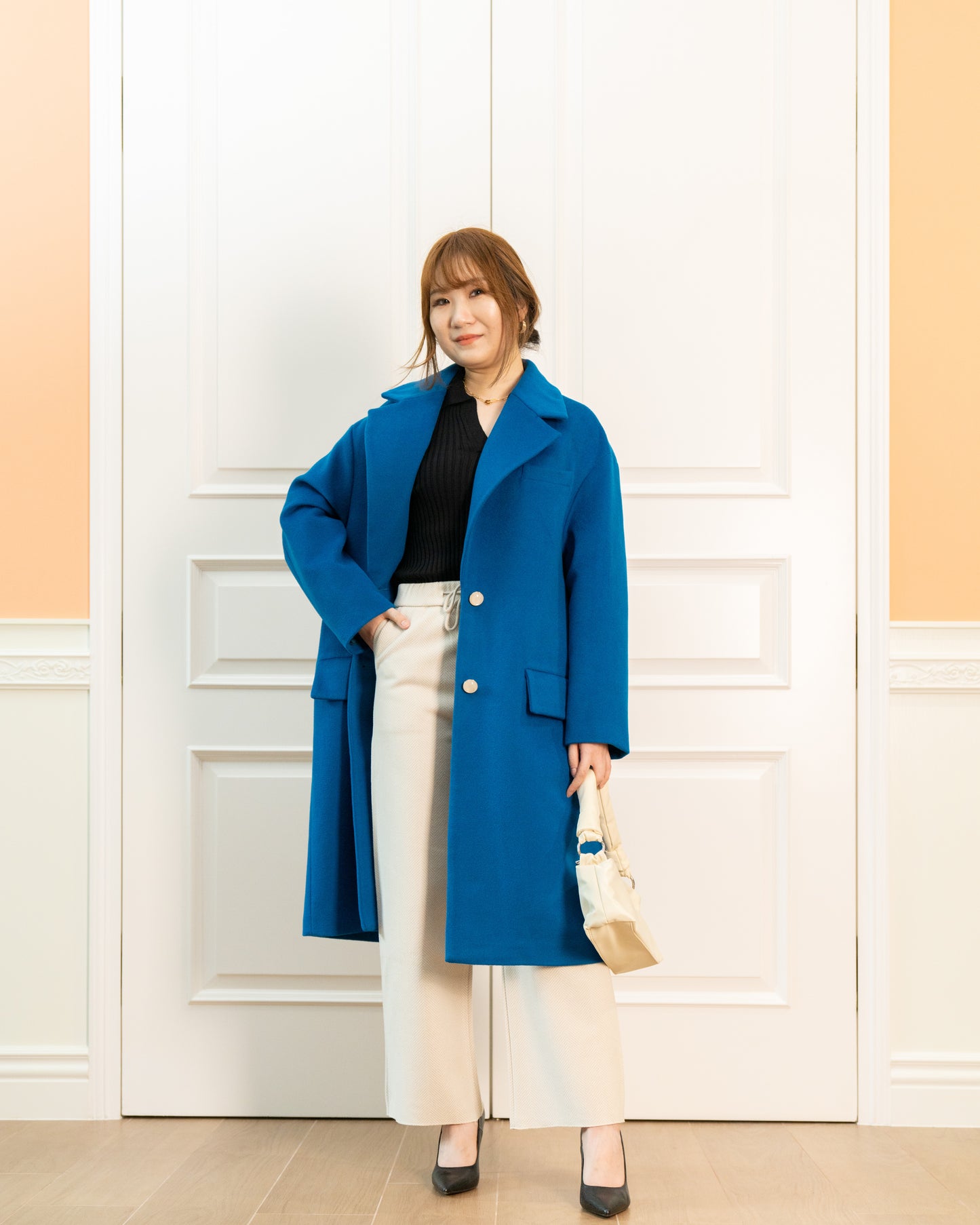 Relaxed Fit Wool-blend Coat - French Blue