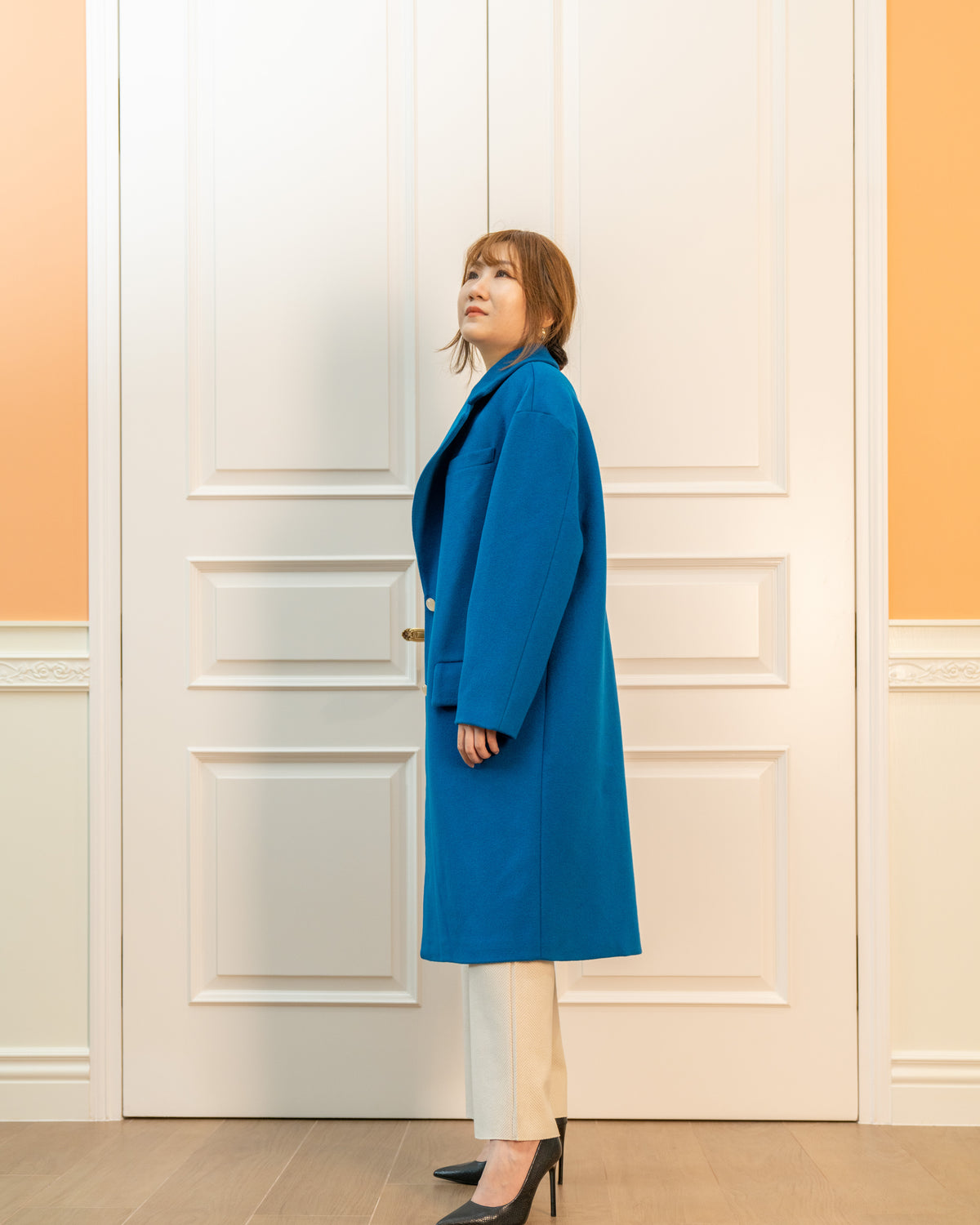 Relaxed Fit Wool-blend Coat - French Blue