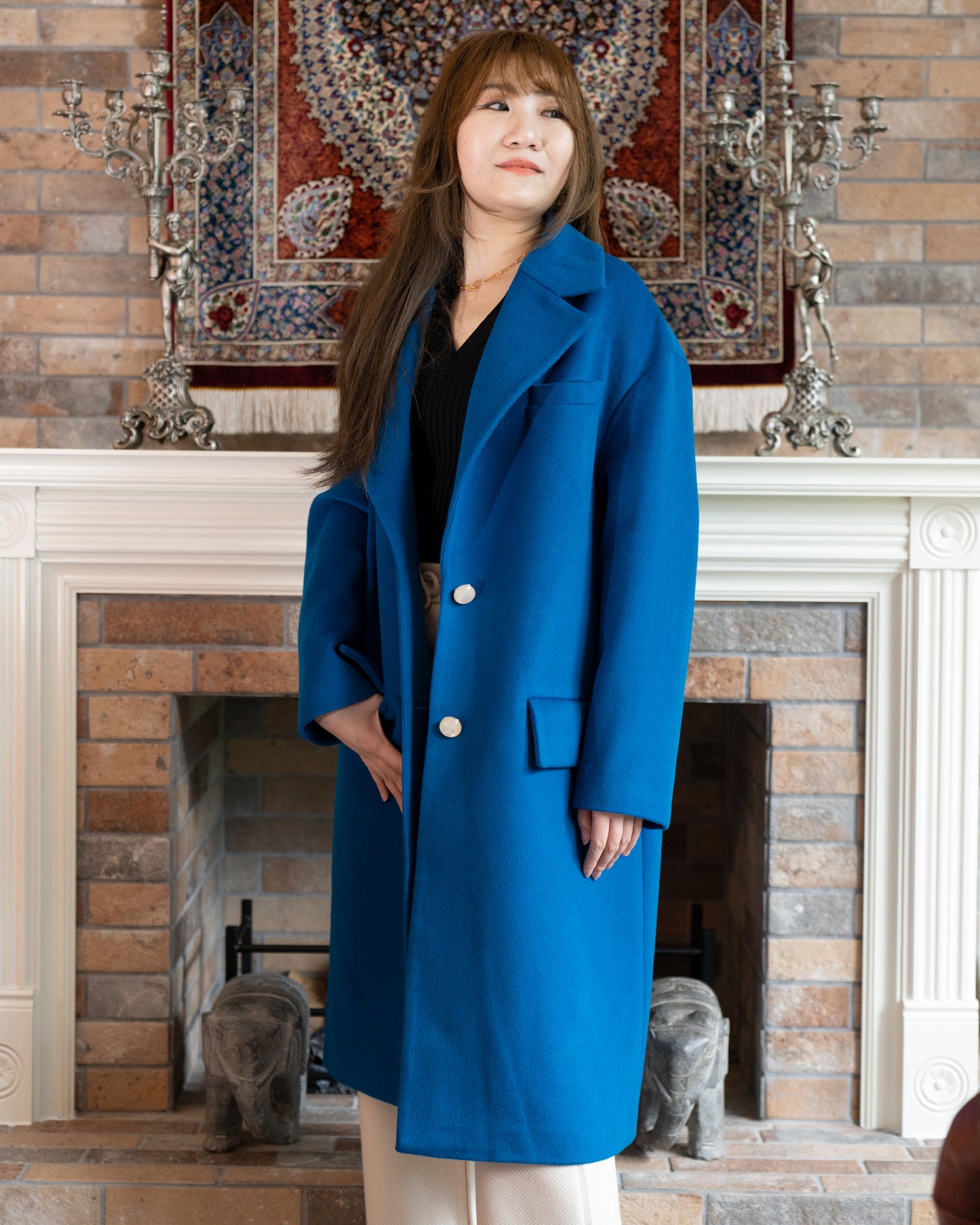 Relaxed Fit Wool-blend Coat - French Blue