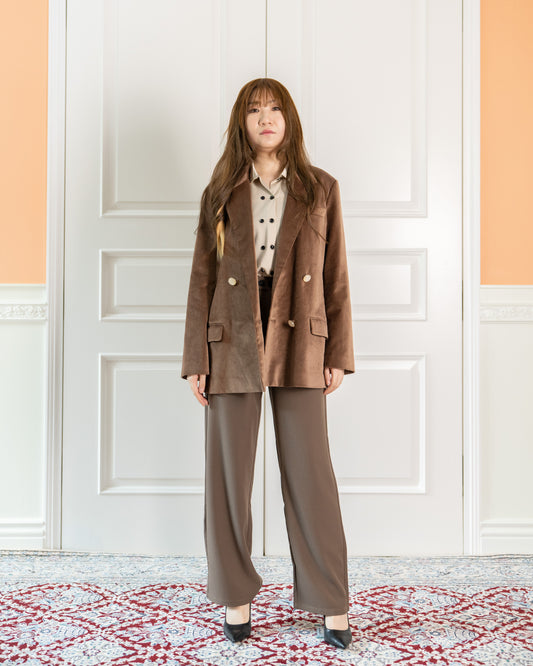 Double-breasted Jacket in Velveteen - Camel