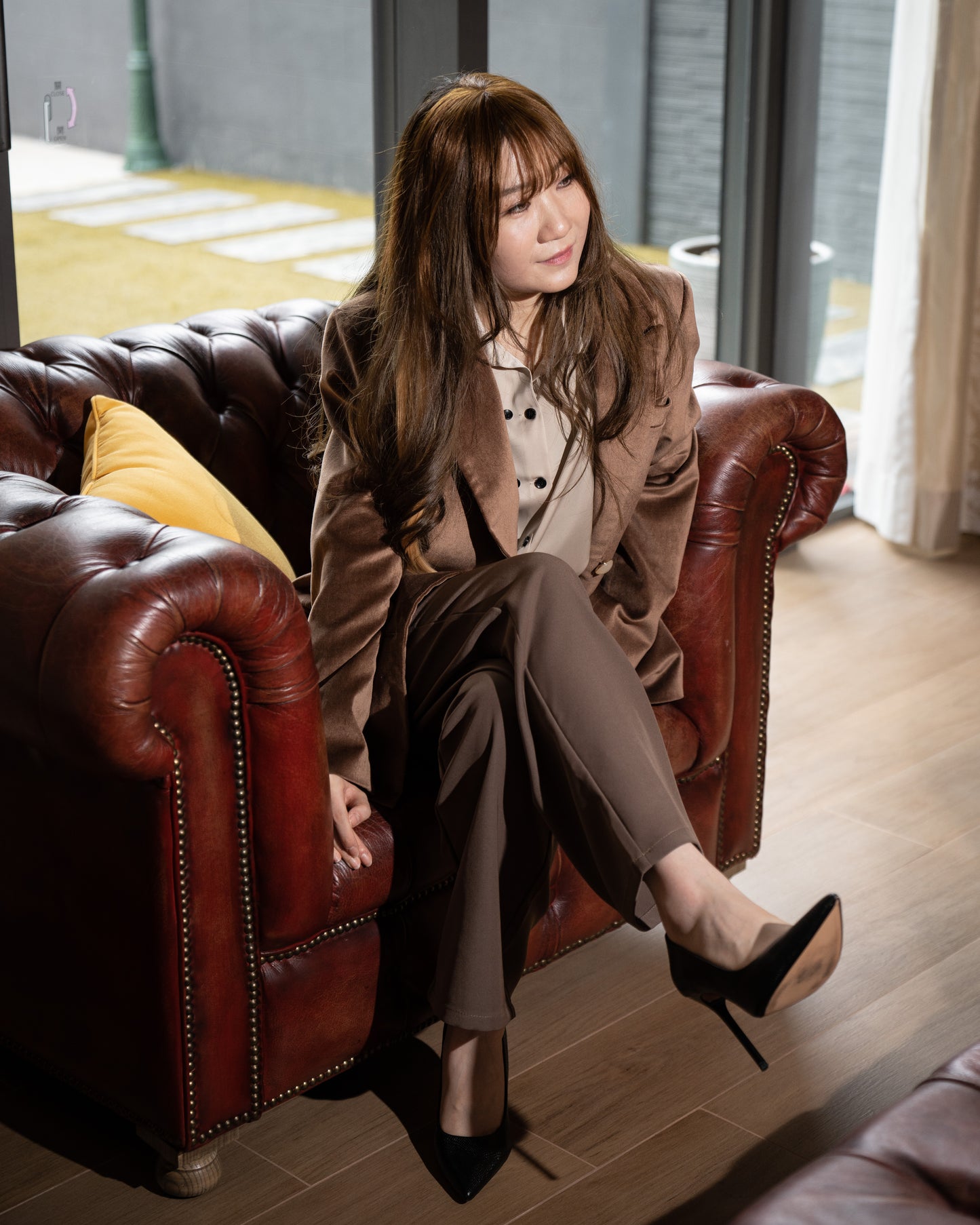 Double-breasted Jacket in Velveteen - Camel