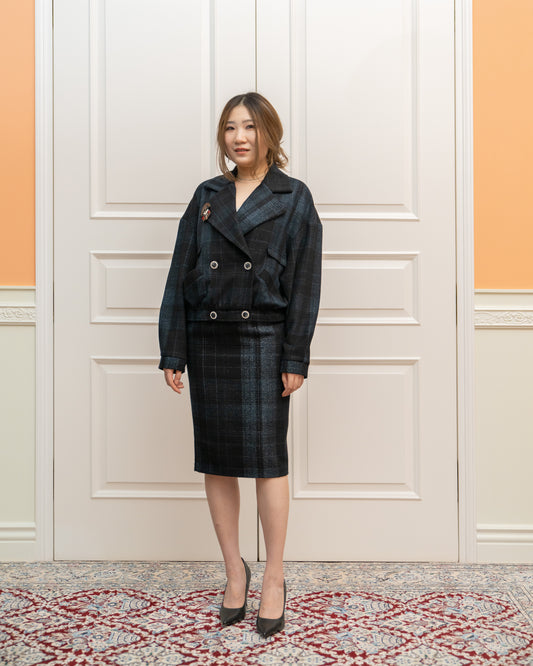 Wool-blend Dropped Shoulder Jacket with Metallic