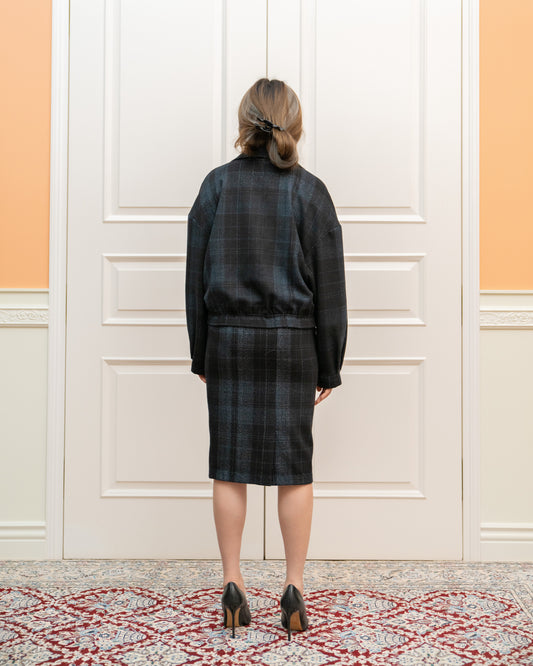 Wool-blend Dropped Shoulder Jacket with Metallic