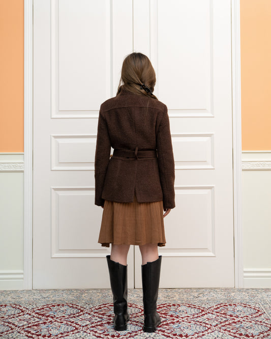 Wool-blend Funnel Neck Coat