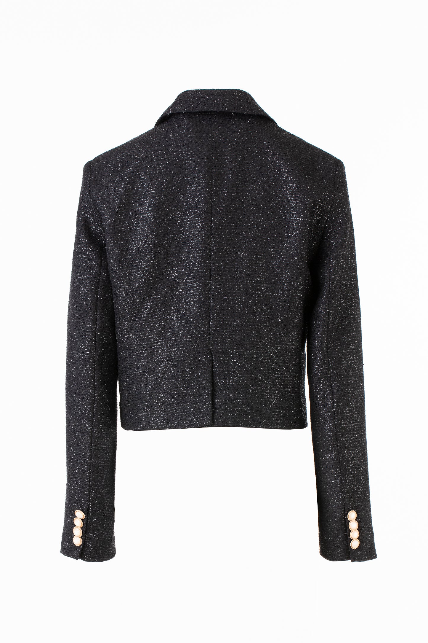 Cropped Double-breasted Wool-blend Lurex Jacket