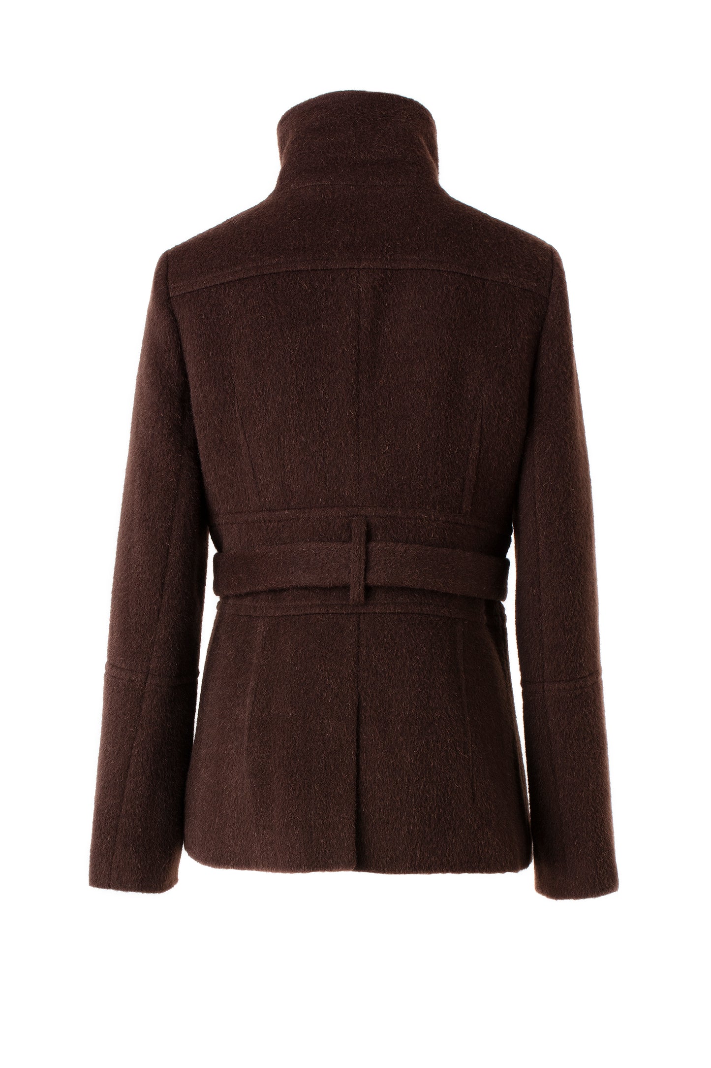 Wool-blend Funnel Neck Coat