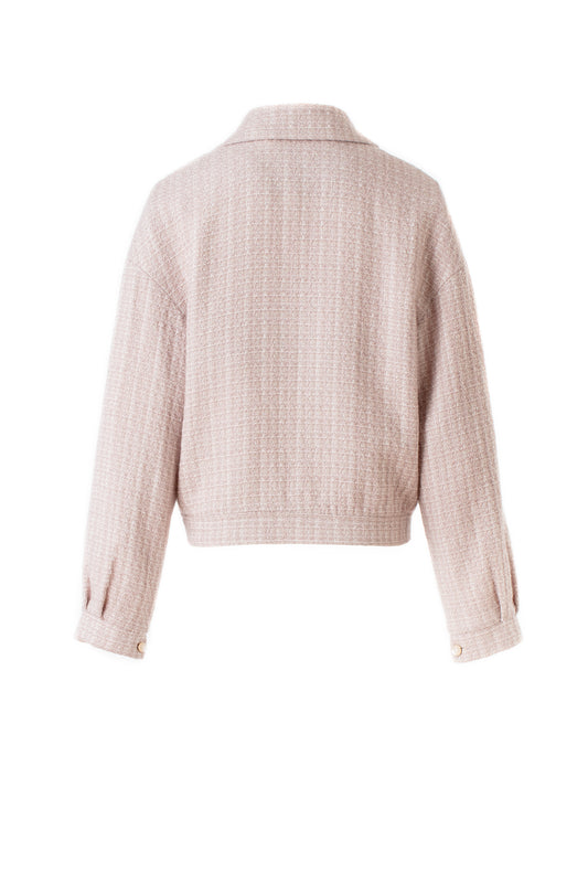 Wool-blend Dropped Shoulder Tweed Jacket with Metallic