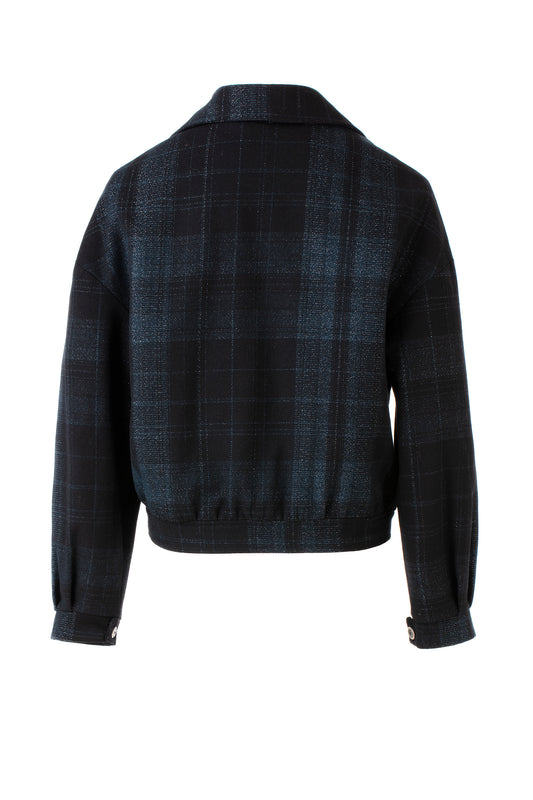 Wool-blend Dropped Shoulder Jacket with Metallic