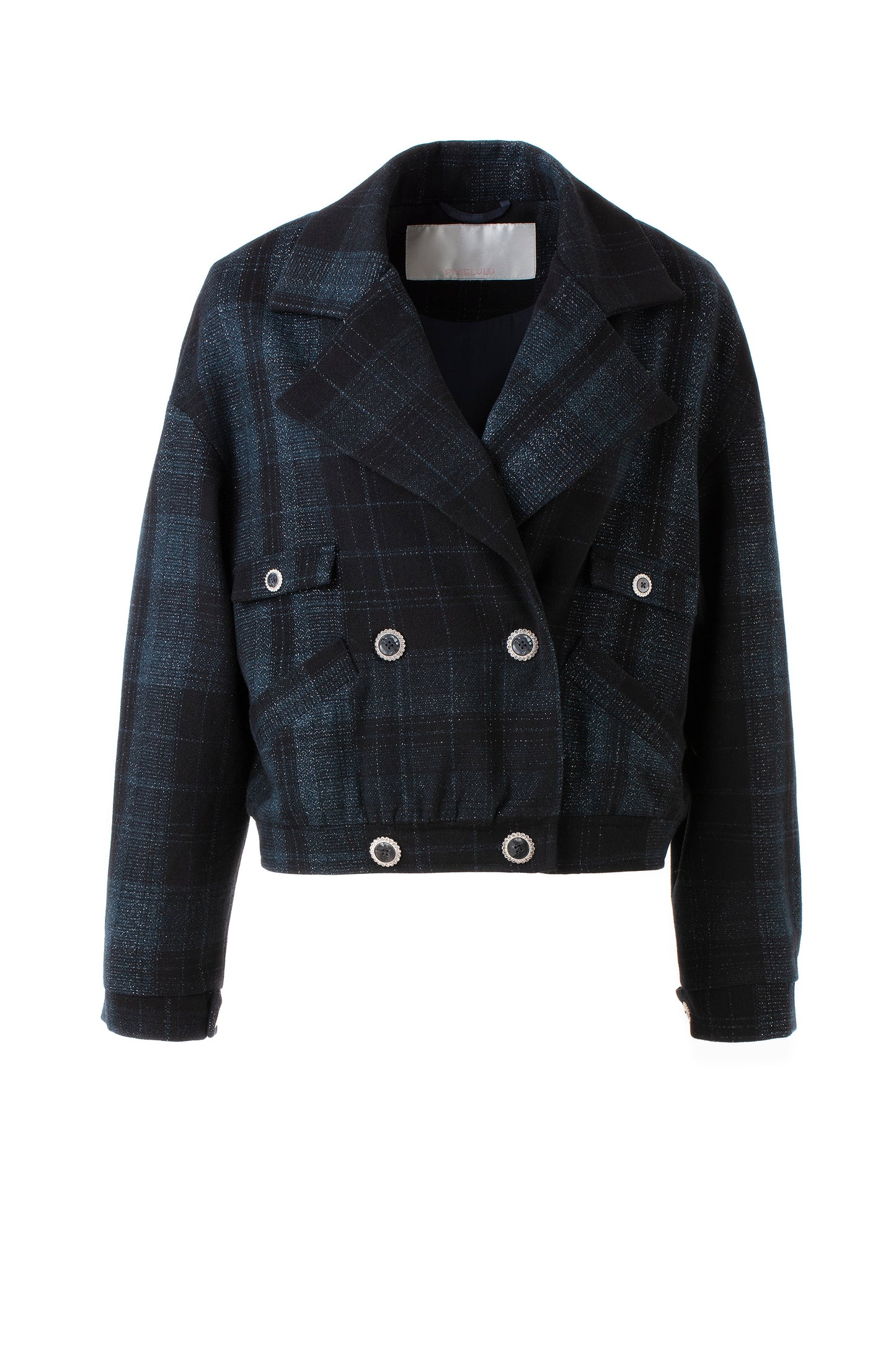 Wool-blend Dropped Shoulder Jacket with Metallic