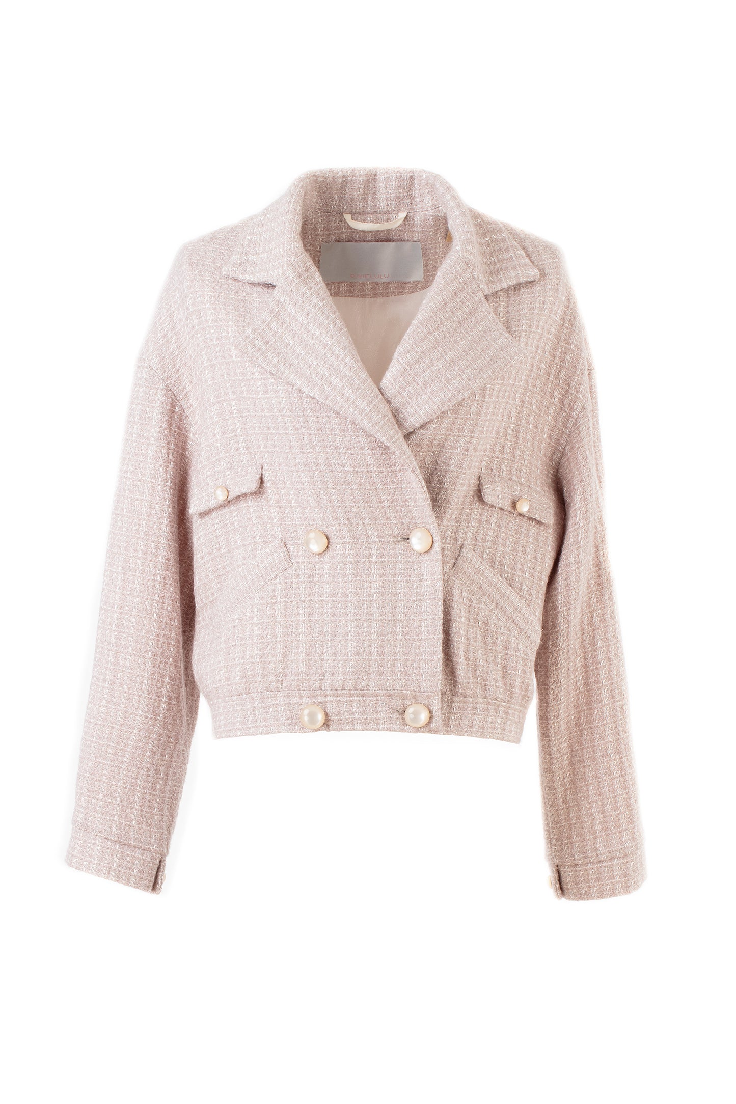 Wool-blend Dropped Shoulder Tweed Jacket with Metallic