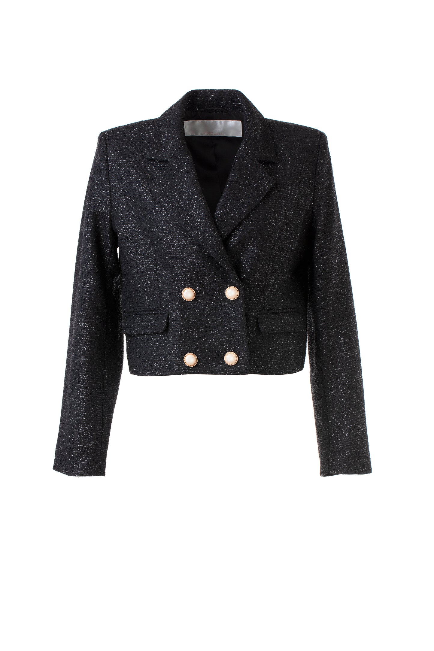 Cropped Double-breasted Wool-blend Lurex Jacket