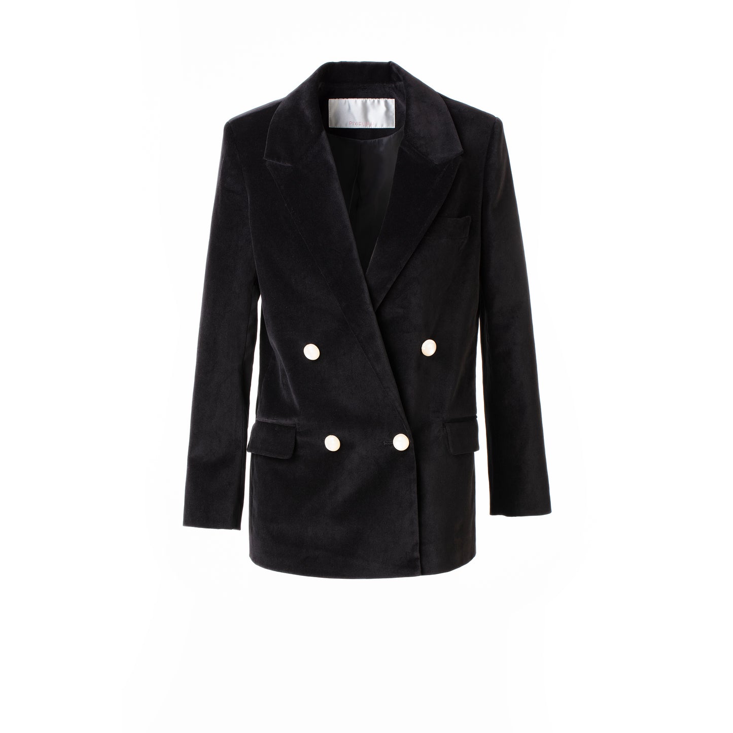 Double-breasted Jacket in Velveteen - Black