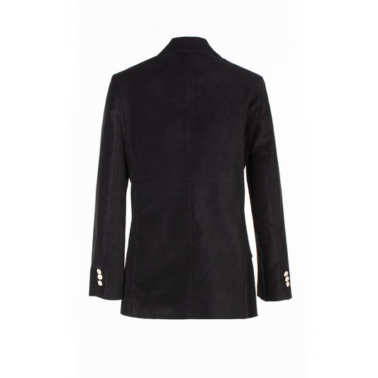 Double-breasted Jacket in Velveteen - Black
