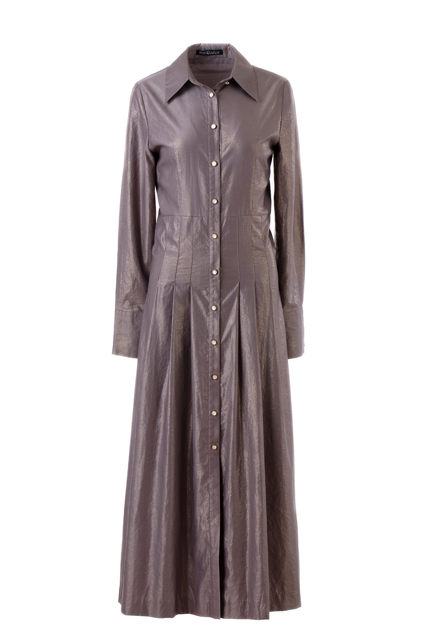 Glitter-print Maxi Shirt Dress