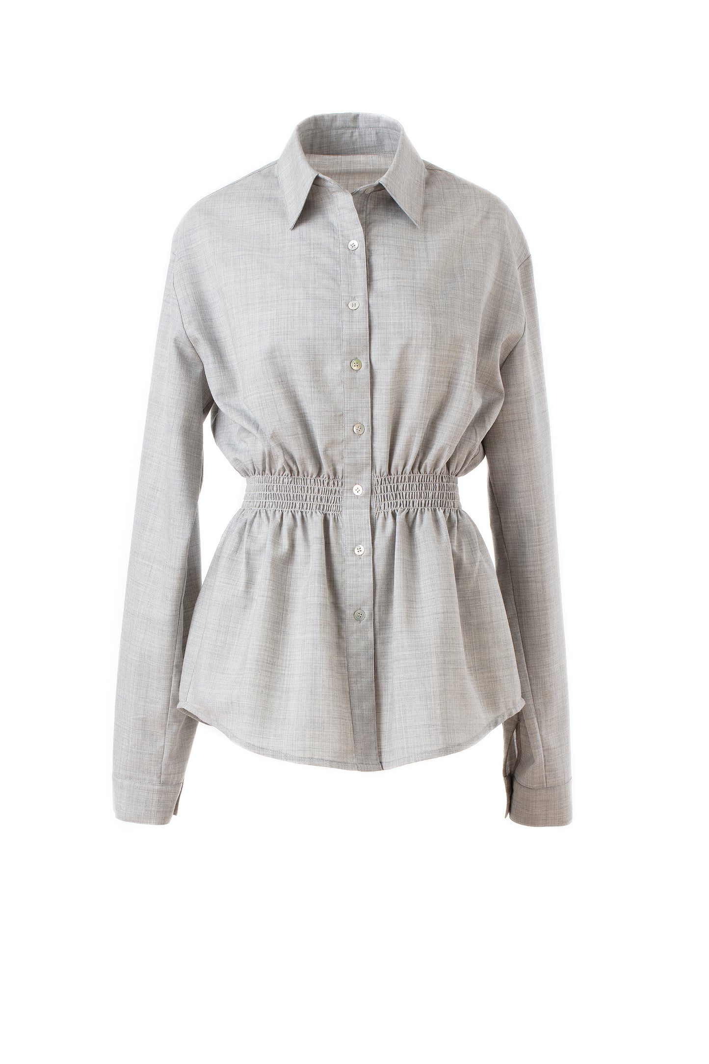 Smocked Wool Shirt