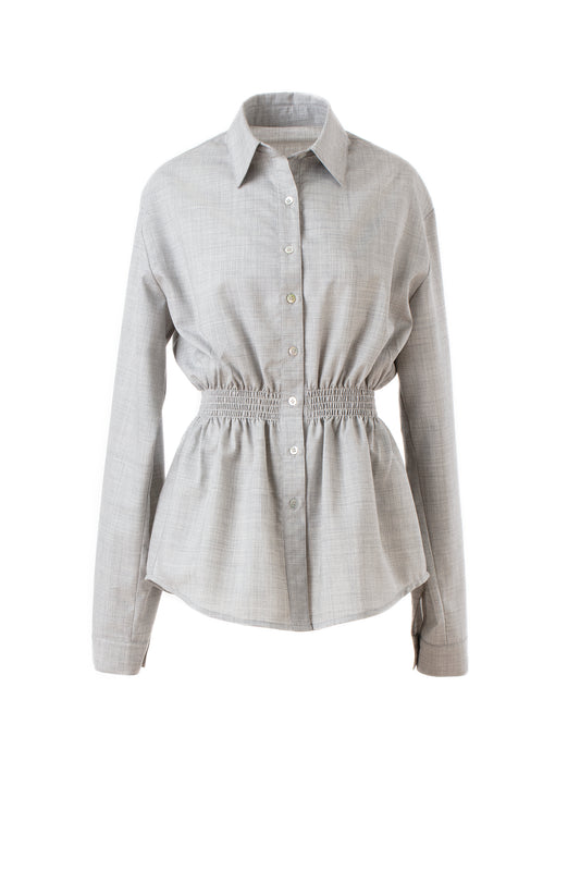 Smocked Wool Shirt