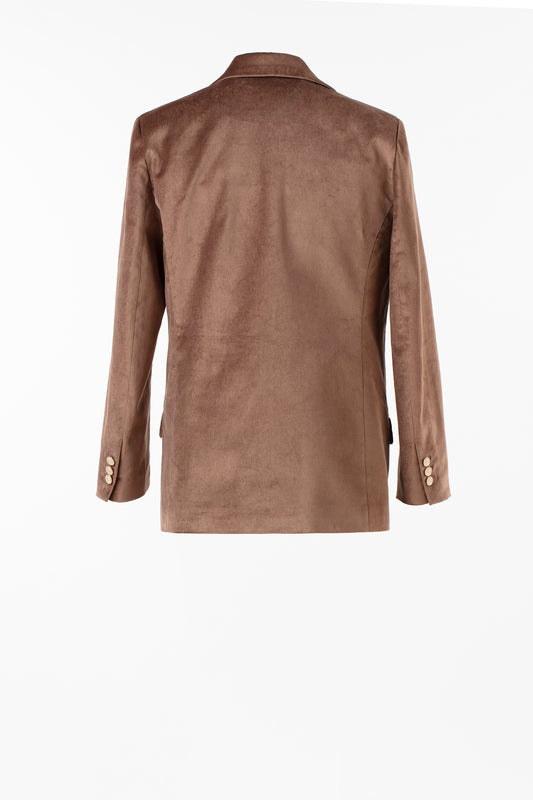 Double-breasted Jacket in Velveteen - Camel