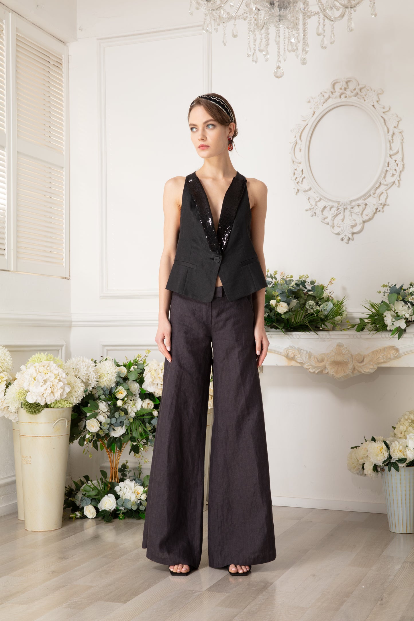 Striped Wide-leg Trousers