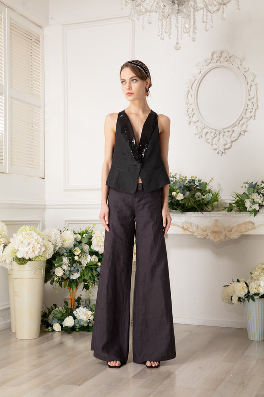 Striped Wide-leg Trousers