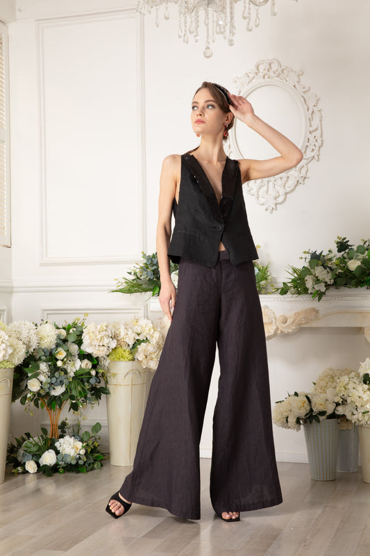 Striped Wide-leg Trousers