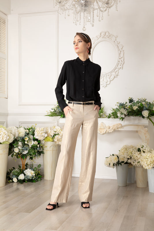 Straight-leg Metallic Trousers