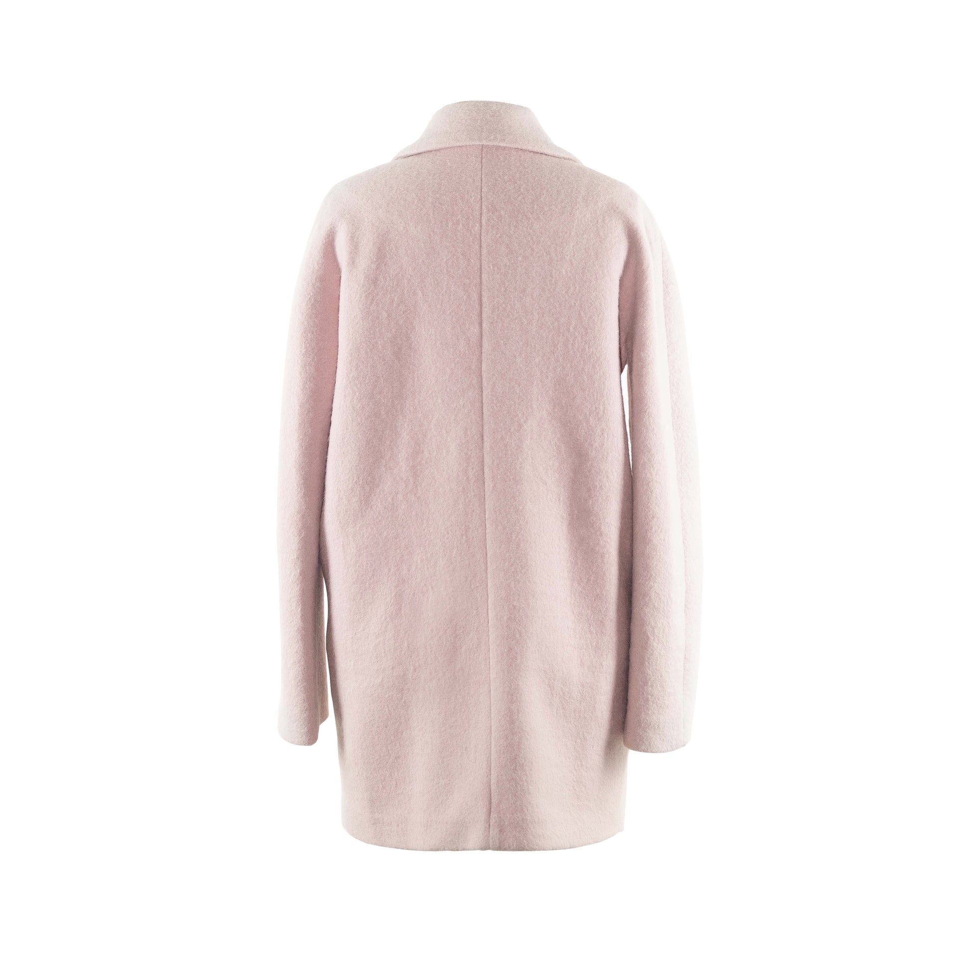 Our WOOL-BLEND COAT (BABY PINK) on a white background.