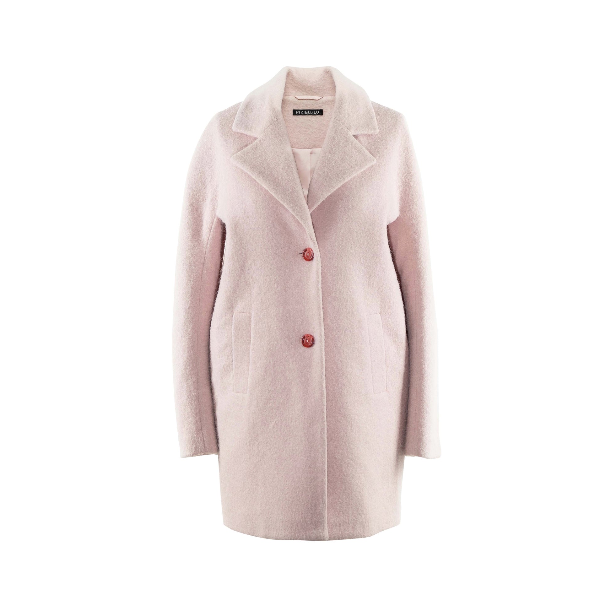 Our WOOL-BLEND COAT (BABY PINK) on a white background.